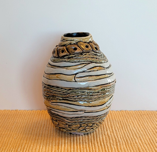 Click to view detail for SL-612 Vessel, Holey Nuggets, Porcelain $220